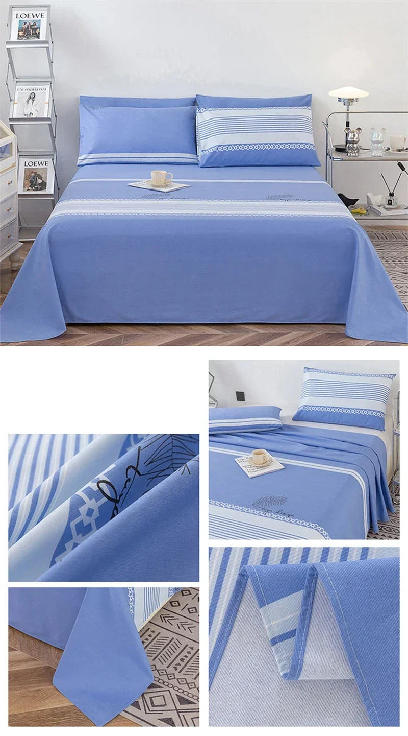 Soft 100% Cotton Coarse Cloth Bed Sheet Thick Sleep Naked Single Double Bedsheet Comfortable Durable Breathable Bed Sheets Queen