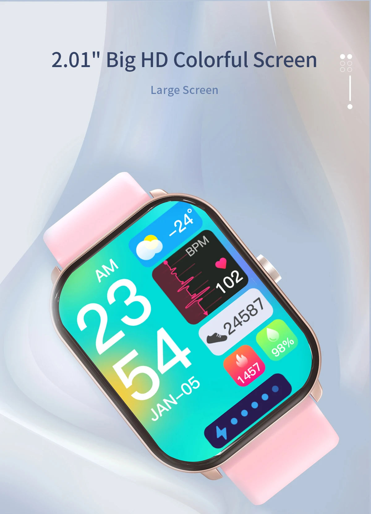 Reloj inteligente con pantalla grande de 2.01 pulgadas, cámara a prueba de agua, múltiples modos deportivos, llamadas Bluetooth, para hombres y mujeres, Smartwatch para Xiaomi