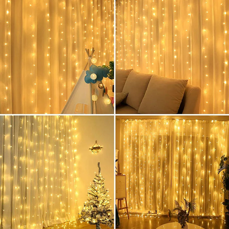 LED String Lights Christmas Decoration Remote Control USB Wedding Garland Curtain 3M Lamp Holiday For Bedroom Bulb Outdoor Fairy