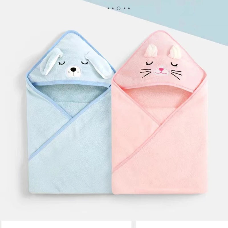 Toalla de baño para bebé, toalla de baño para recién nacidos, niños y niñas, manta con capucha de forro polar coral con diseño de dibujos animados, ropa de cama para recién nacidos