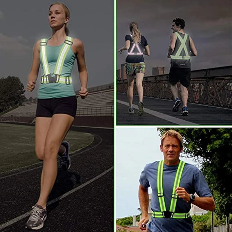 2/1PC Outdoor Night Walking Safety Vests Highlight Adjustable Lightweight Reflective Vest Biking Safety Strap Waterproof Running