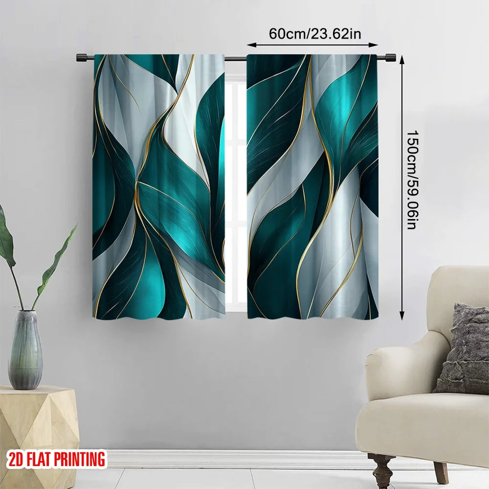 2PCS Party Blackout Curtains – Modern 2D Print, Perfect for Classrooms & Offices