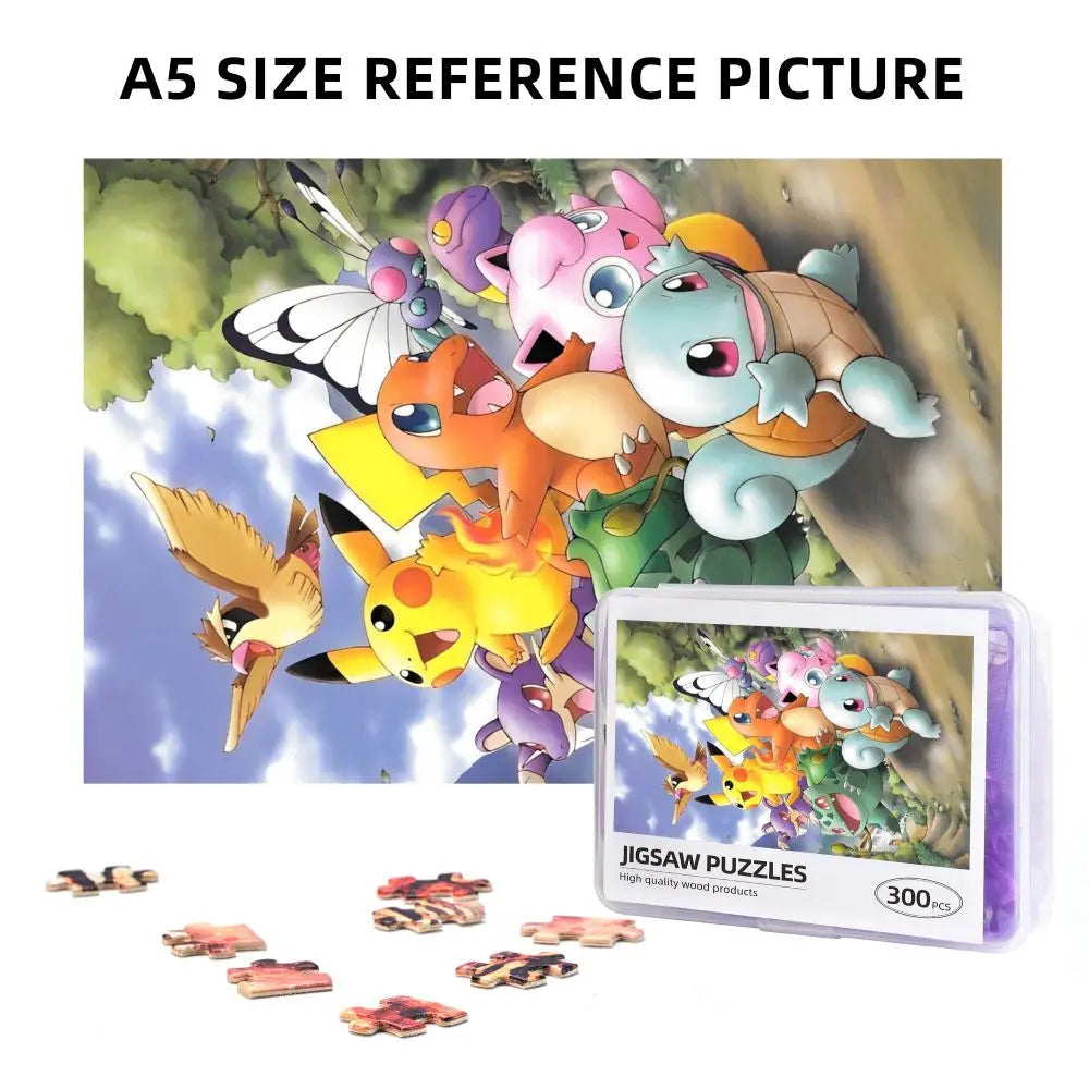 Pokemon Characters Pikachu Cartoon Wooden Puzzles for Children Jigsaw Puzzles 300 Pieces Educational Toys Gift for Kids