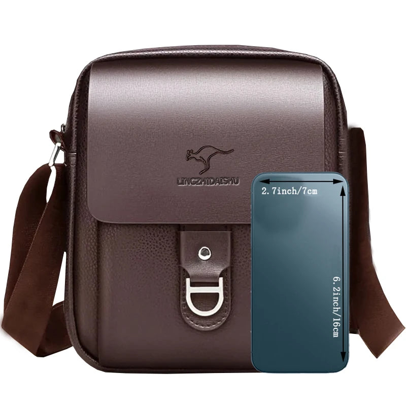 Flerfarget crossbody-veske i skinn for menn