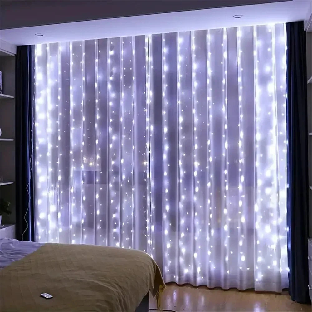 Christmas Fairy Light Party Birthday Decoration 8 Mode LED Holiday Garland Wedding USB Curtain String Light Home Decor 3M 6M