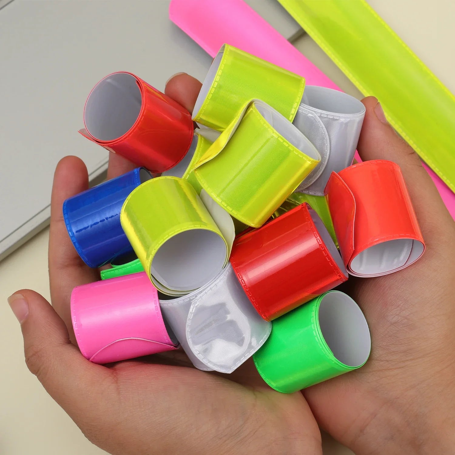 10pcs Bicycle Reflective Strap Safety Leg Pants Ring Shape Reflective Glow Tape Night Sports Jogging Cycling Reflective Arm Band
