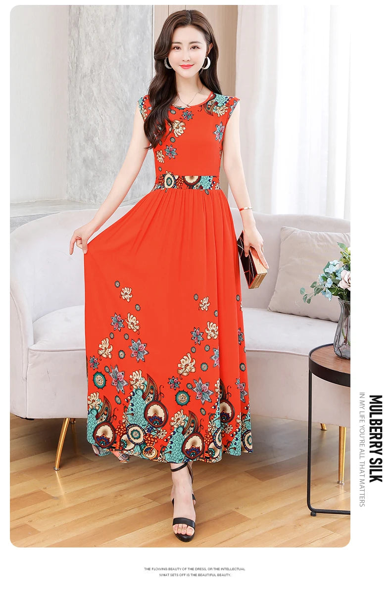New Fashion  Summer Print Women Short Sleeve Cotton Plus Size Women Clothing Dress Ladies Large Size Vestidos dresses