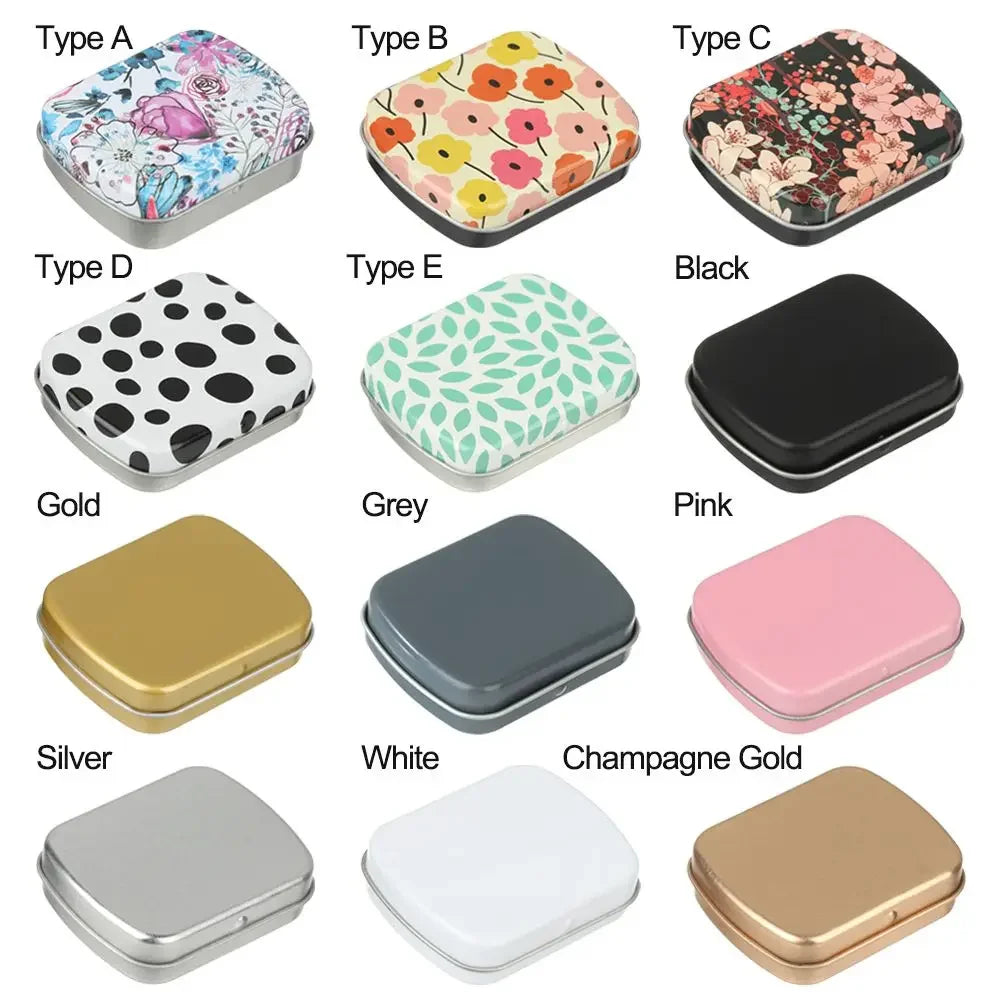 Mini Metal Hinged Tin Box Rectangular Empty Flip Iron Box Candy Tea Container Jewelry Small Storage Case Protable Pill Gift Boxs