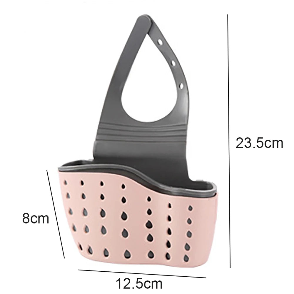 Cesta de drenaje de almacenamiento para el hogar, soporte para fregadero de cocina, jabón ajustable, esponja, estante, bolsa colgante, cesta de drenaje, accesorios de cocina