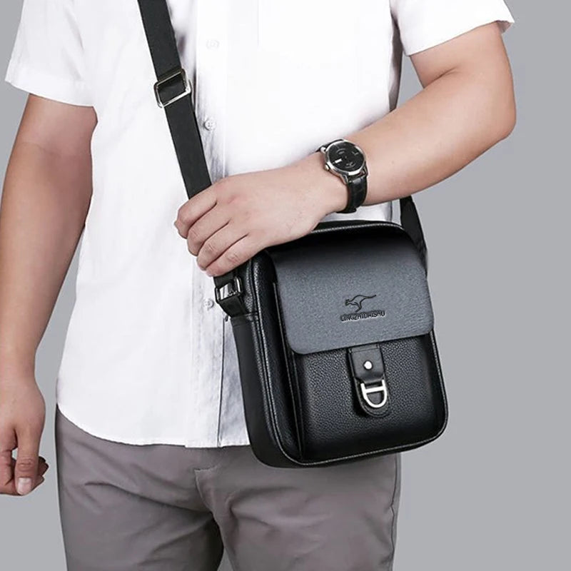 Flerfarget crossbody-veske i skinn for menn