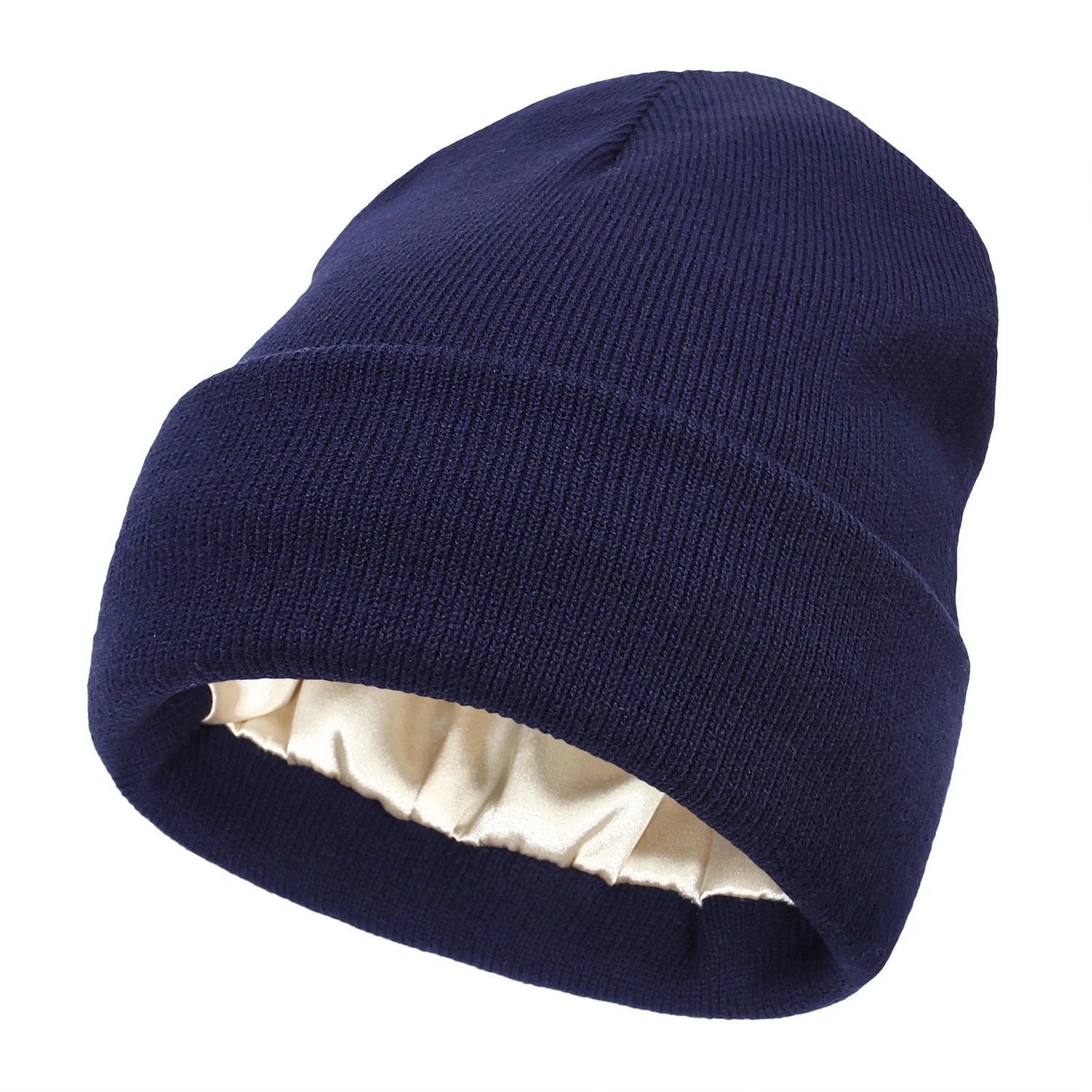 Knitted Hat For Women Silk Satin Lined Beanies Chunky Caps Warm Winter Women Men Bonnet Skullies Caps Male Female Balaclava Hats
