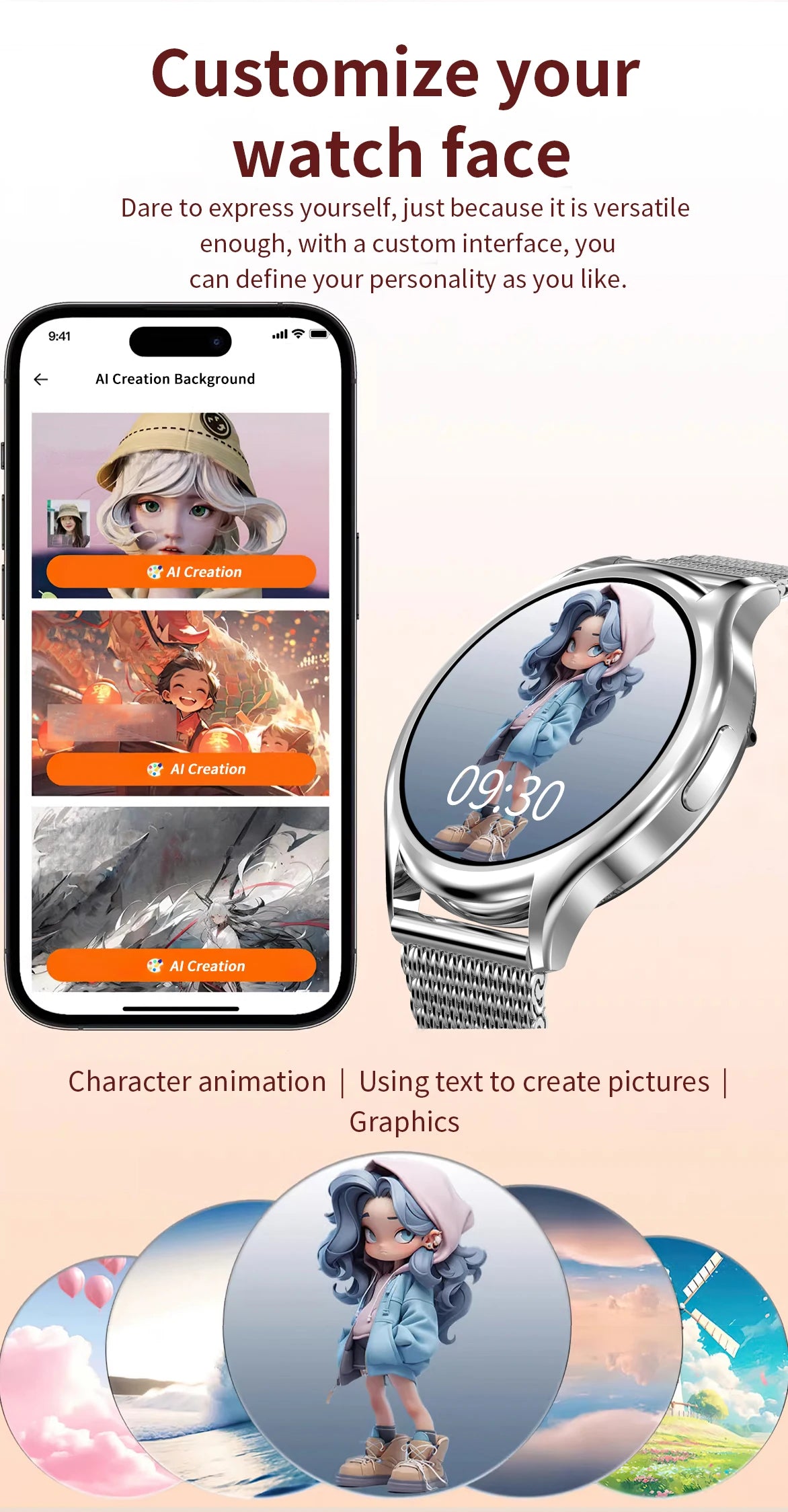 Smart Watch For Women 1.27 Inch HD Screen Health Monitor AI Voice Assistant Bluetooth Call Music Control Custom Dials Smartwatch
