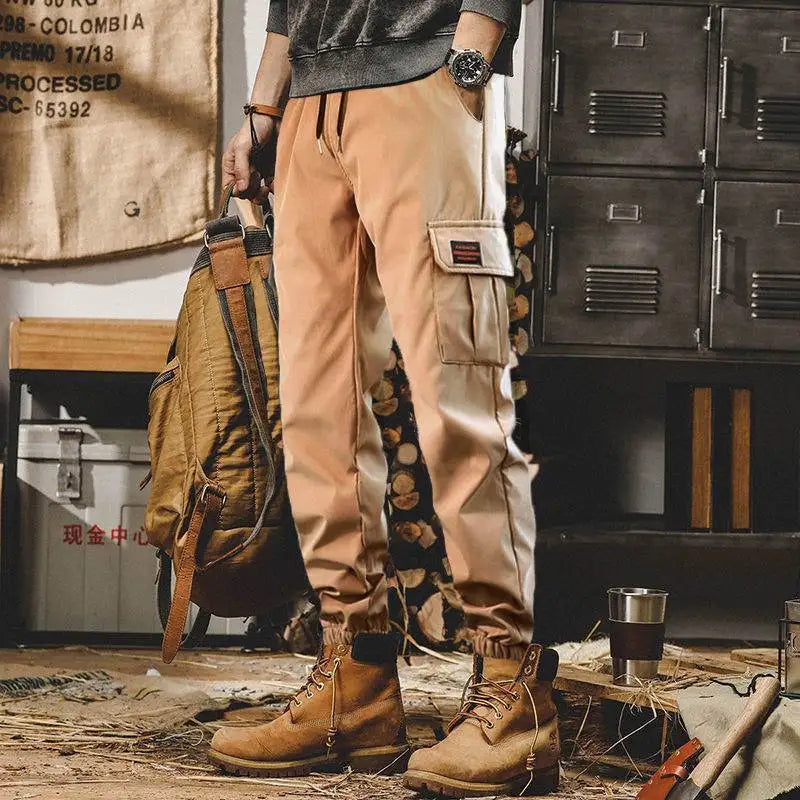 New workwear pants for men, spring and autumn fashion brands, leg binding pants, casual pants, American plus size loose Ha