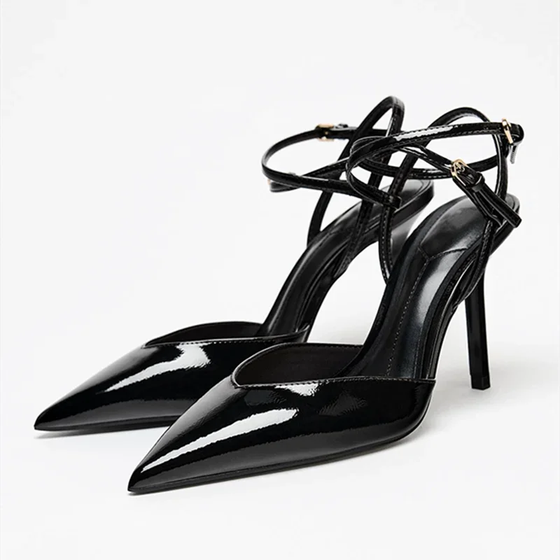 Luxury Designer Brand Heels For Women Sexy Pointed Toe Naked Strap Design Heeled Sandals Elegant Wedding Bridal Shoe Party Shoes
