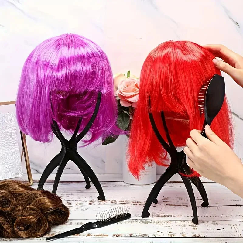 1 soporte de peluca de alta calidad, multiusos, para gorro, peluca, cabello, cabeza, plegable, de plástico flexible
