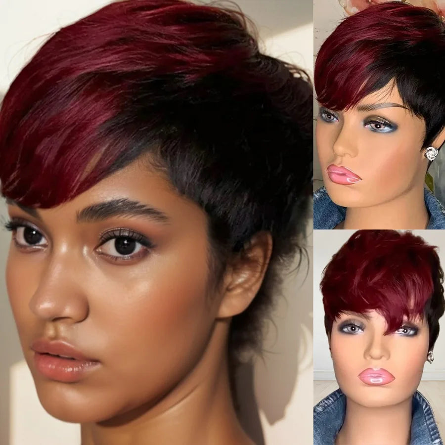 Short Natural Wave Pixie Gray New Comfortable African American Wig Capless Synthetic Hair Wig Women's All Grey / For Black Women