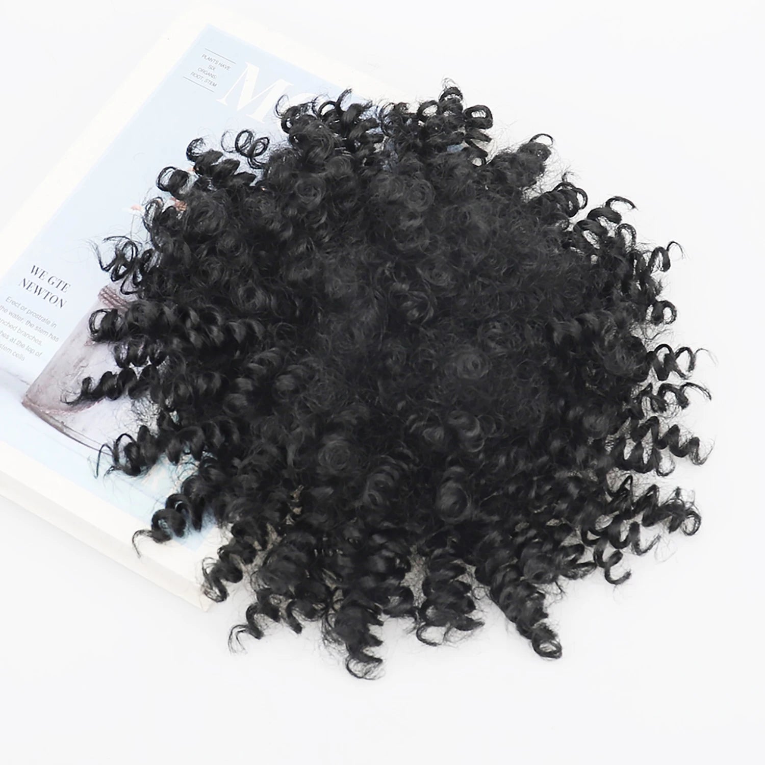 jeedou Black Topper Hair Afro Curly Dreadlock Toupee for Men Short Curly Hair for Women Synthetic Hair Toppers with 4Clips Wigs