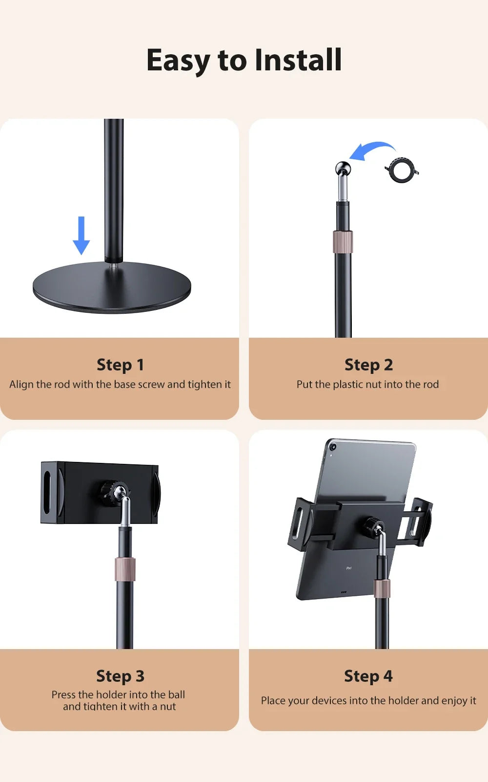 Cdisplay Portable Monitor Stand Adjustable Height Desktop Monitor Bracket for 4.7-17.3 inch Phone Tablet Monitor Support Holder