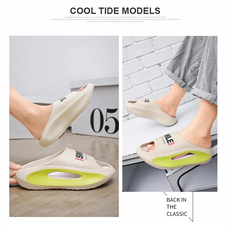 Men Slippers New Slides with a Sense High Aesthetic Value External Wear Anti Slip Thick Bottom, Beach Cool Slippers for Men