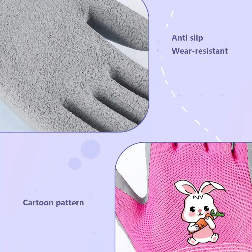 Waterproof Kid Gardening Gloves Breathable Safety Garden Work Gloves Non-Slip Animal Pattern Children Protective Glove Yard