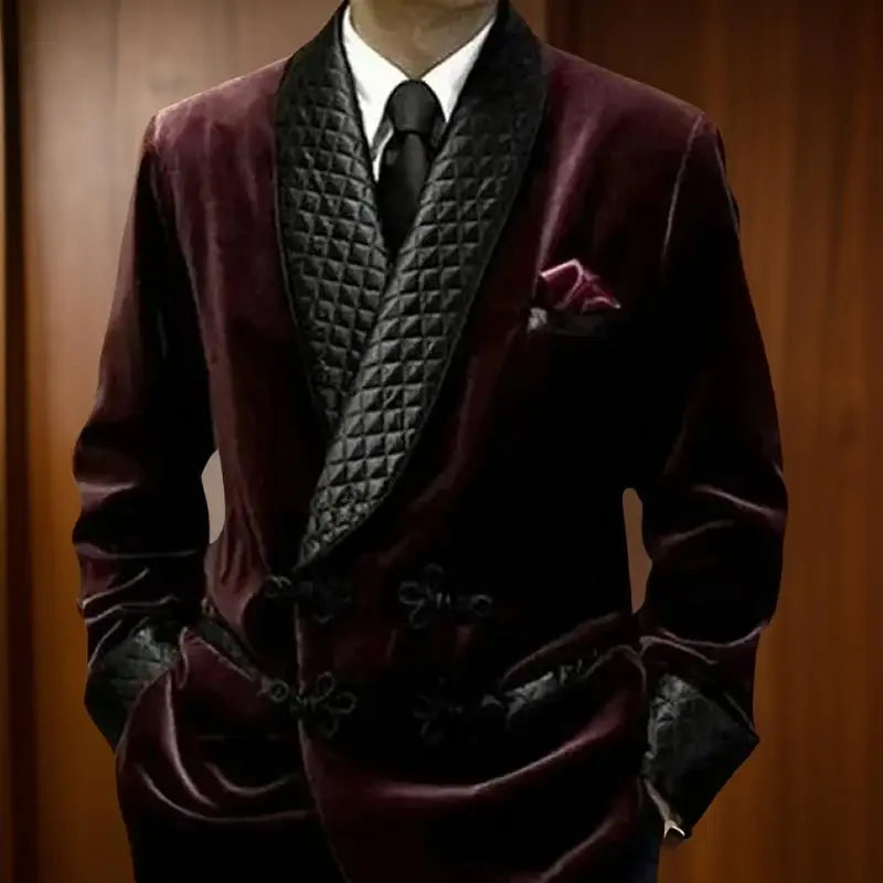 1 Piece Long Men Suit Jacket for Wedding Shawl Lapel Velvet Smoking Suit Blazer for Dinner Party Coat Ready to Ship