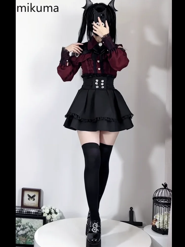 Skirt Outfits Women Clothing 2 Piece Sets Off Shoulder Long Sleeve Shirts High Waist A-line Mini Skirts Suit Fashion Summer Set