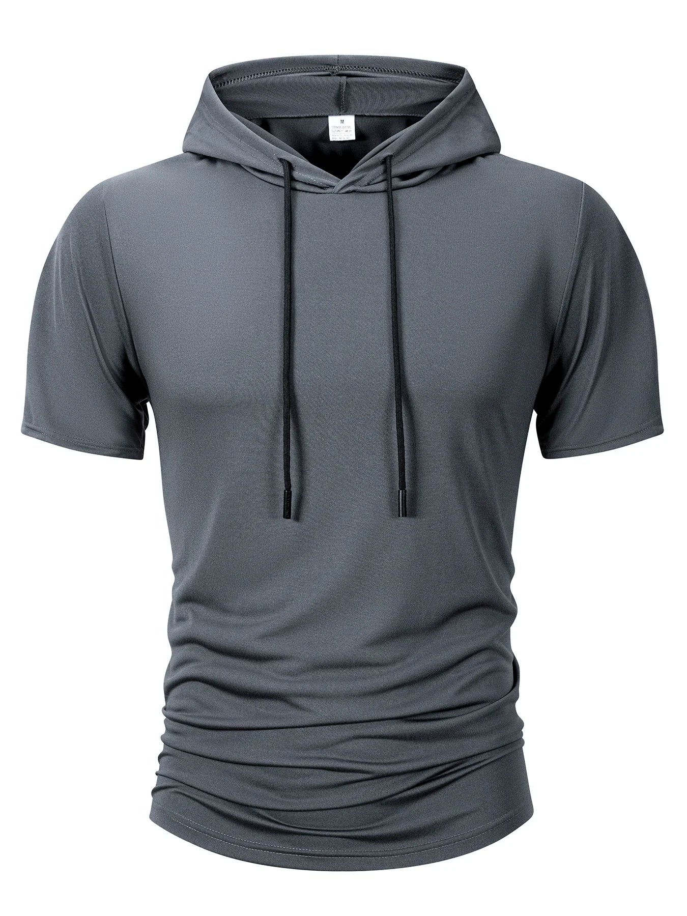 Men's Summer Hoodies T-shirts Short Sleeve Solid Color Loose Hooded Drawstring Pullover Tops Male Casual Sweatwear T-shirt