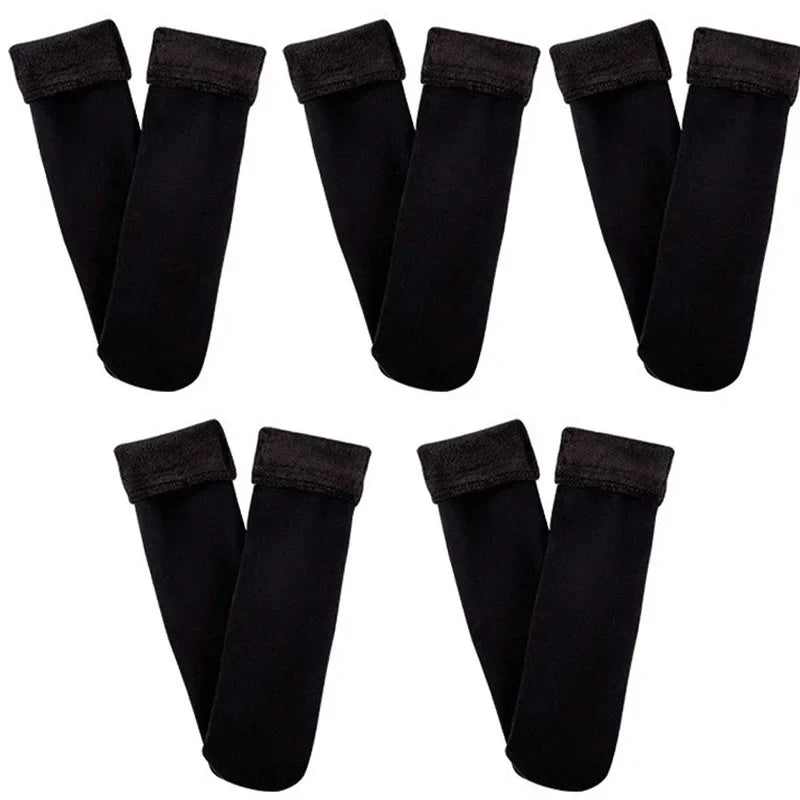 Harajuku Autumn Winter Warm Solid Women Sock Wool Thicken Thermal Socks Black Skin Seamless Snow Hosiery Velvet Home Floor Socks