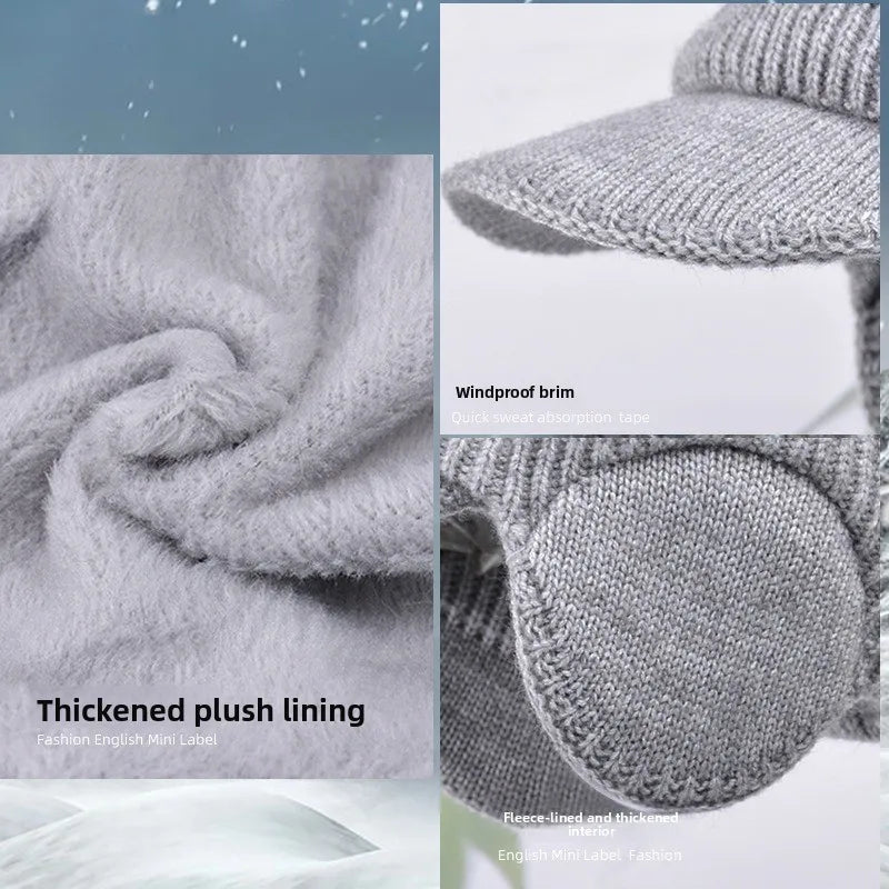 Casquette de cyclisme thermique pour homme avec cache-oreilles, bonnet d'hiver doublé en polaire pour le cyclisme en plein air par temps froid