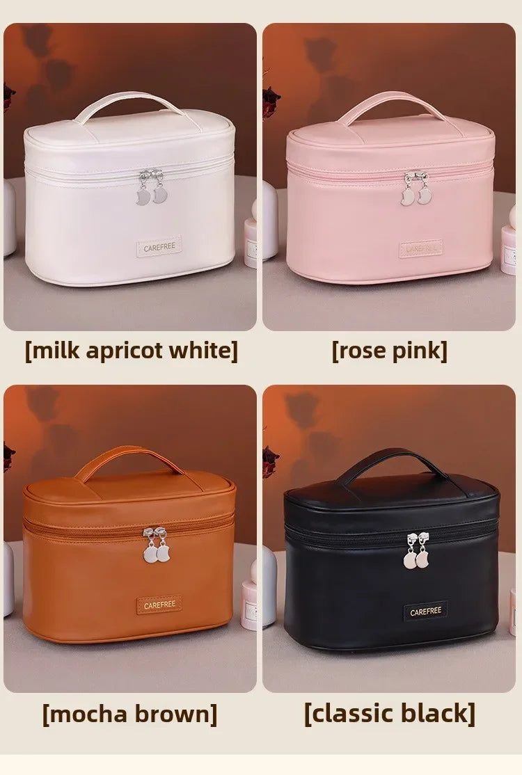 Makeup Bag for Women Large Capacity Travel Cosmetic Organizer with Brush Holder Waterproof Toiletry Pouch Portable Makeup Case