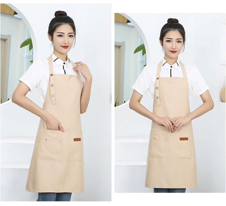 New Fashion Kitchen Aprons for Woman Men Chef Work Apron for Grill Restaurant Bar Shop Cafes Beauty Nails Studios Uniform