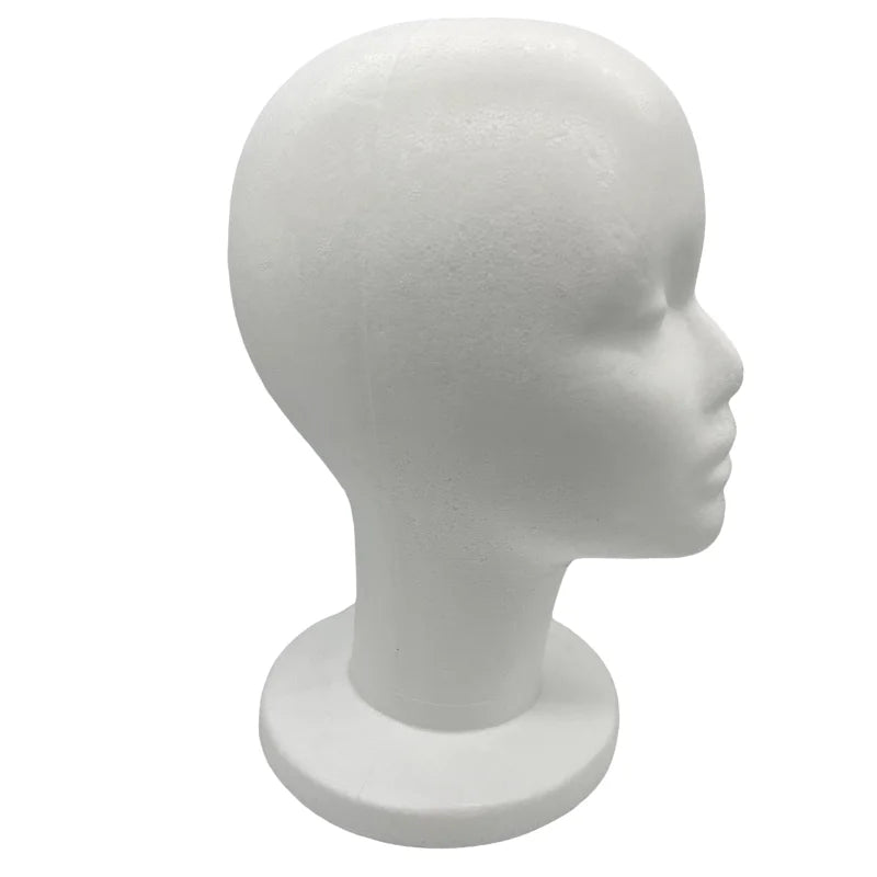 Cabeza de maniquí de espuma de poliestireno alta para exhibición de sombreros, gafas, pelucas, soporte de exhibición, maniquí, modelo de cabeza