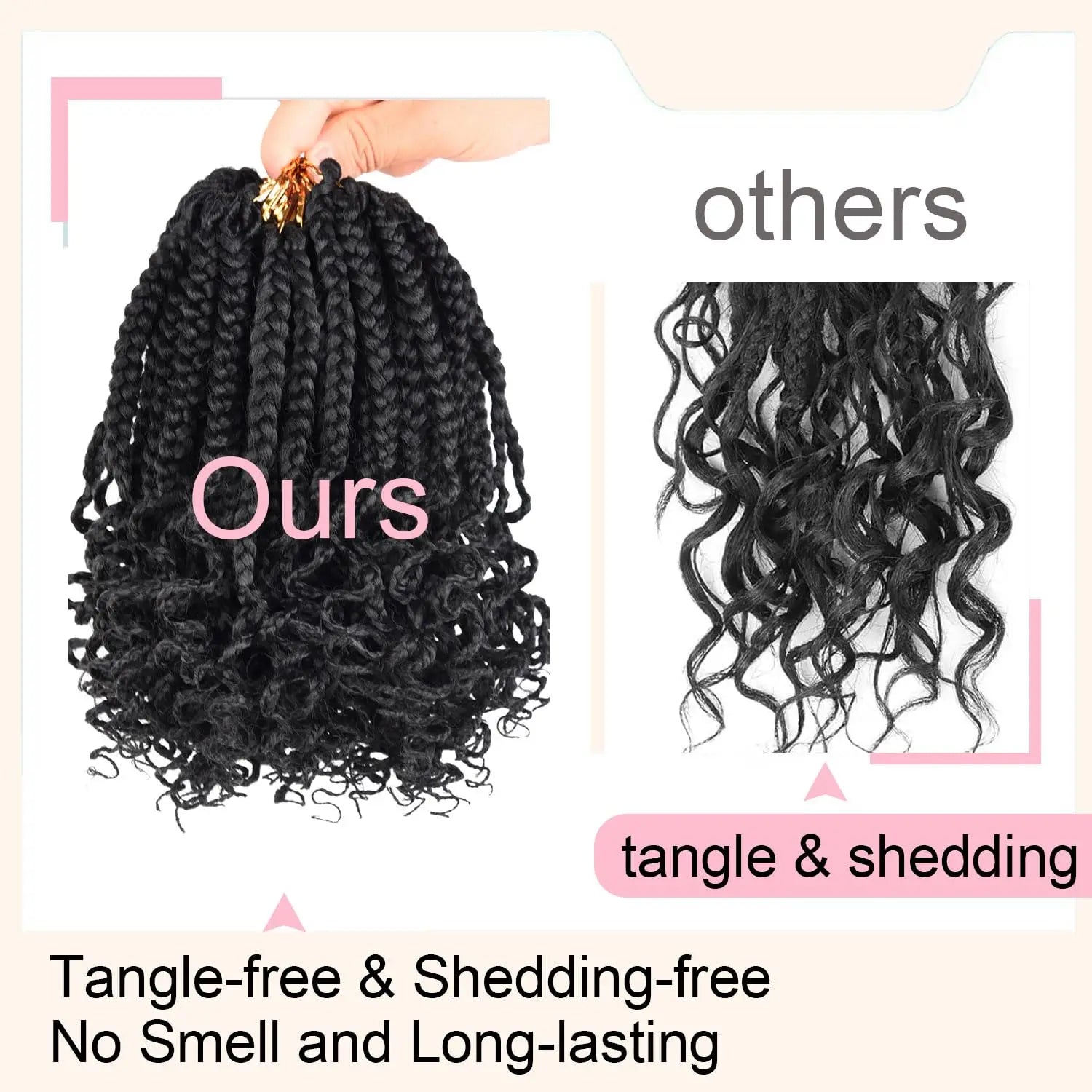 Trenzas de caja pre-armadas – Suaves, de aspecto natural con puntas rizadas