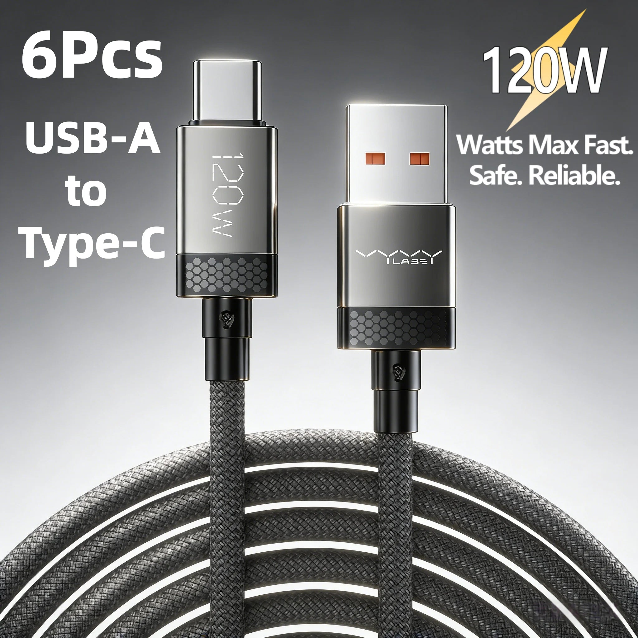 6 câbles de charge rapide 120W PD3.0 QC SCP UFCS, Super Charge Rapide, Transmission de Données 480Mbps avec Puce E-Mark pour Téléphone et Ordinateur Portable