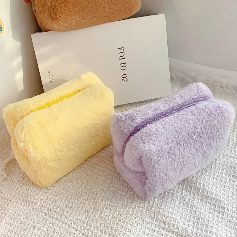 Bolsas de Maquillaje de Piel Sintética para Mujer, Estuche de Maquillaje de Viaje Suave, Organizador de Cosméticos, Estuche de Maquillaje para Señoritas, Niñas, Neceseres, 1 Unidad, Bolsos Sólidos
