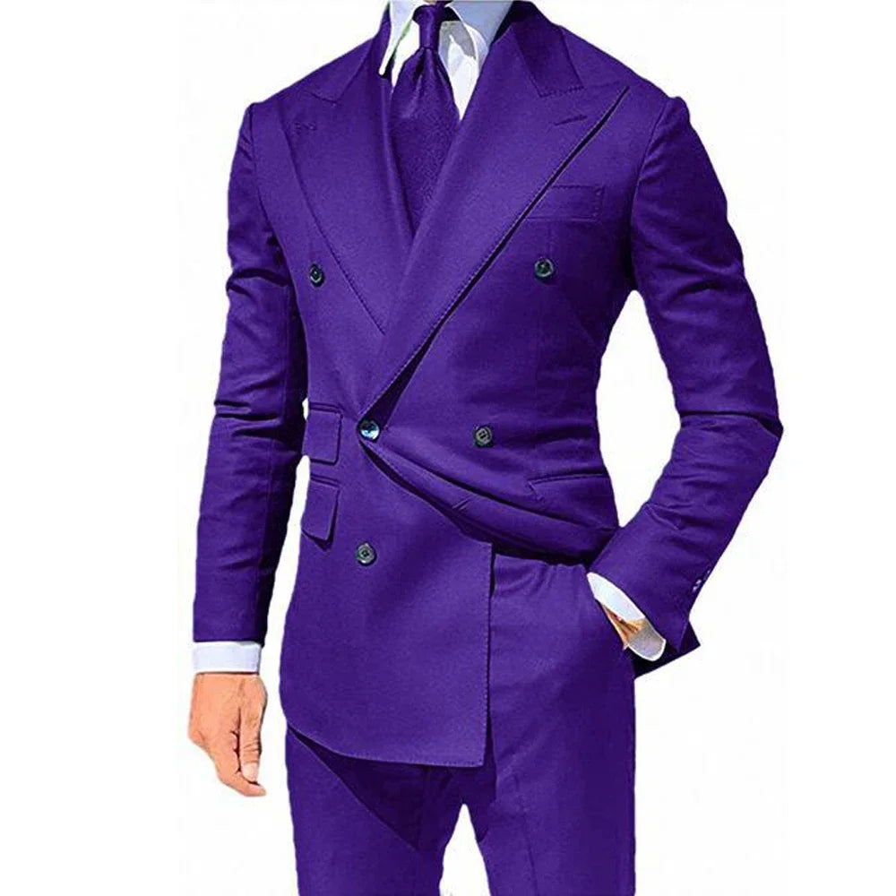 Men's Suit 2-piece Stylish New Men's Casual Business Formal Wedding Groom's suit Jacket Blazer Pants