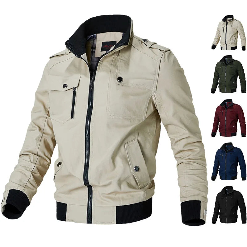 Bomber Jacket Men Fashion Casual Windbreaker Jacket Coat Men Spring Autumn New Hot Outwear Solid Stand Slim Jacket Mens