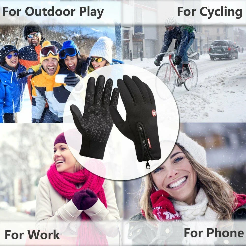 Guantes de Invierno con Pantalla Táctil, Térmicos Cortavientos para Clima Frío, Deportes, Hombres, Mujeres, Ciclismo al Aire Libre, Motocicleta, Antideslizantes