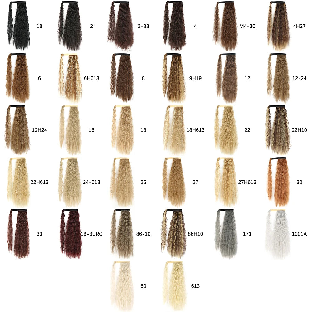 LISI GIRL Synthétique 22/34 Pouces Queue de Cheval enroulée Extensions de Cheveux Bouclés Afro Longs Postiches Queue de Cheval Faux Cheveux Résistant à la Chaleur
