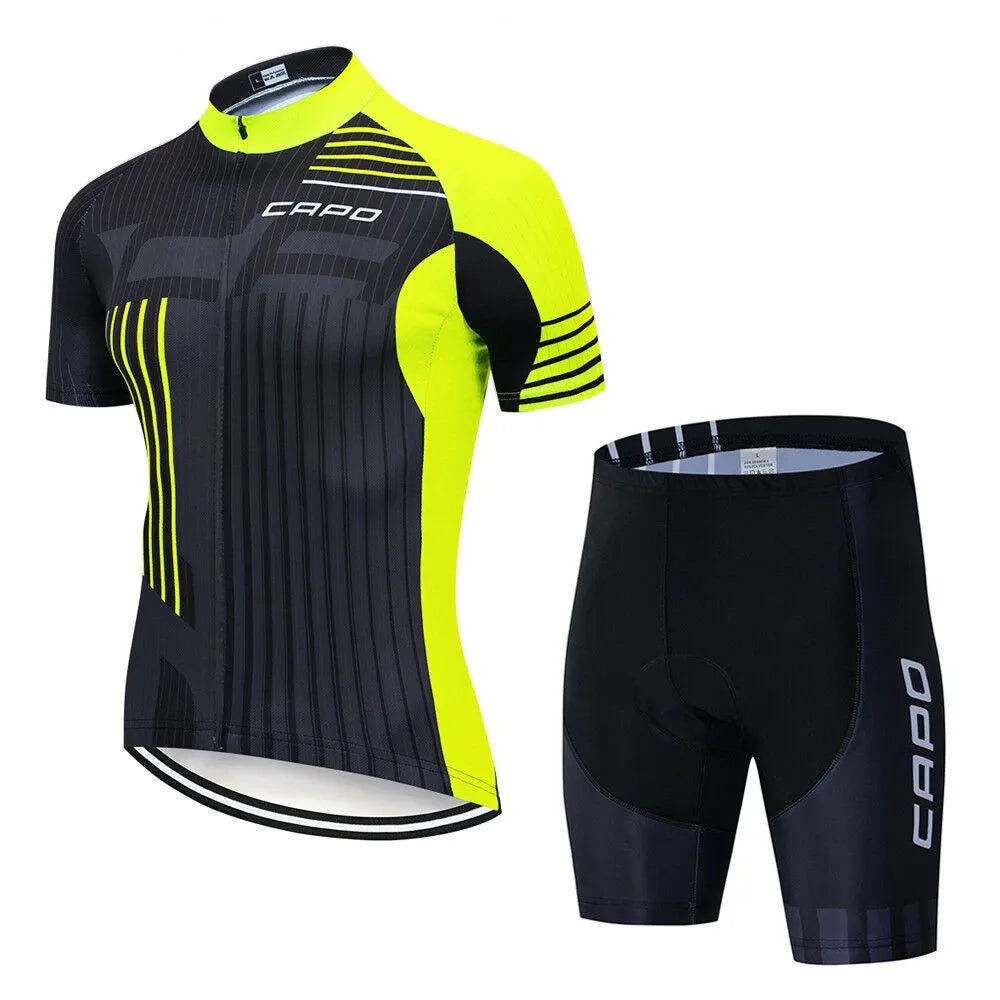 Ropa de Ciclismo Hombre Verano 2025 CAPO Ropa de Hombre Maillot de Ciclismo Bicicleta MTB Deporte Camiseta Profesional Culotte con Tirantes Traje