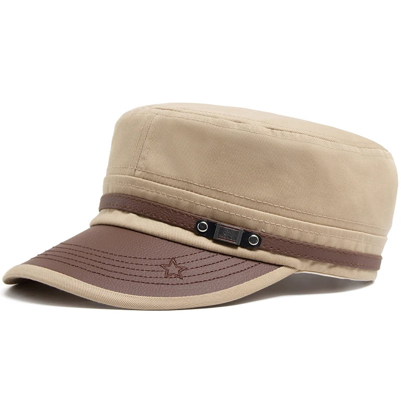 Flat Hat Women Fashion PU Leather Brim Men Baseball Cap Soft Cotton Cloth Casual Visor Trucker Hat Autumn Summer Adjustable