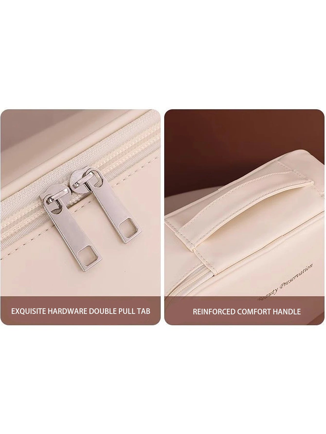New PU leather makeup bag with large capacity, portable, and high-end outdoor feel, layered and multi-layer waterproof makeup ca