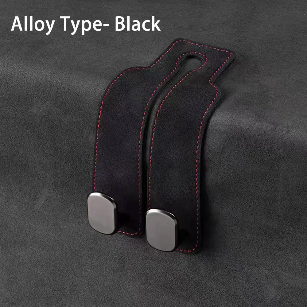 Quality 2 in 1 Car Headrest Hook Premium Suede Rear Seat Hanging Dual Hook 20KG Large Load-Bearing Alloy Hook Hanger Universal