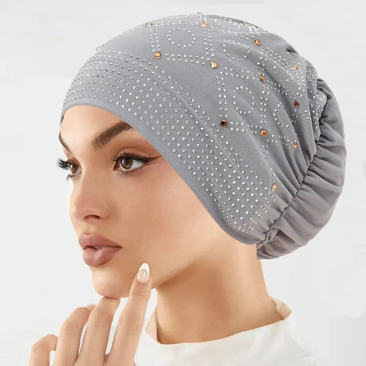 Gorro hiyab con gorro interior de diamantes
