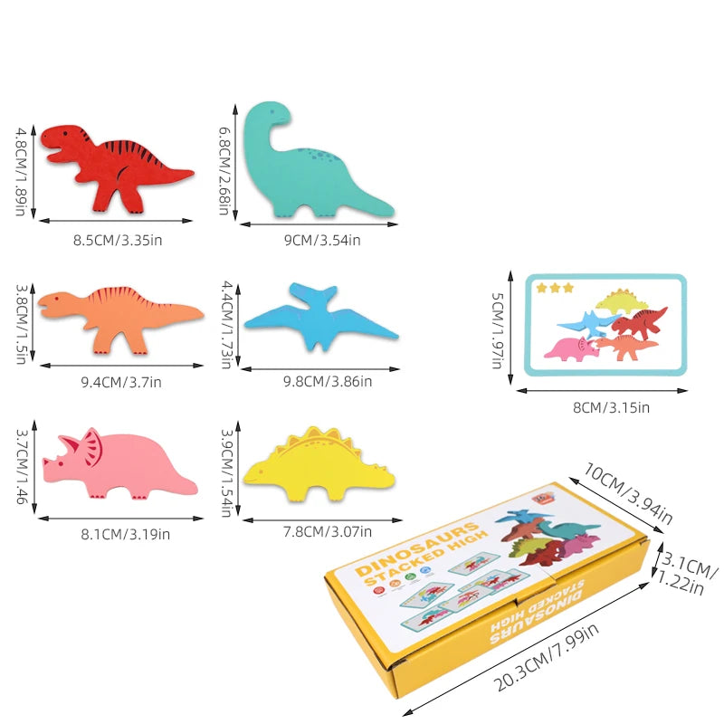 Juguetes de bloques de equilibrio de madera para niños, animales, dinosaurios, juegos de mesa de construcción de apilamiento alto, juguete Montessori de madera para niños, regalo