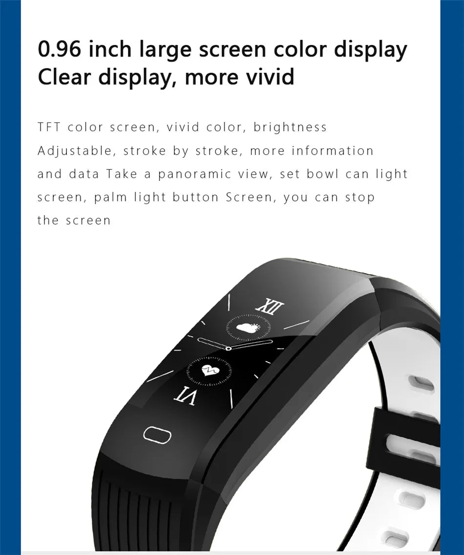New Smart Bracelet Fitness Watch Connected Wristband Heart Rate Monitor Sleep Tracker Pedometer Band Men Women Smartwatch