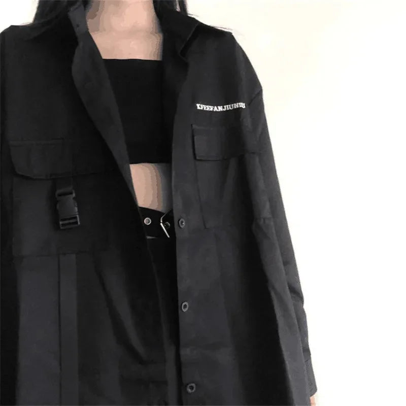 Gothic Skirt Set Long Sleeve Shirt Pleated Skirt 2 Piece Sets Women's Dark Clothes Korean Retro Casual Outfit Fashion Y2k Suit