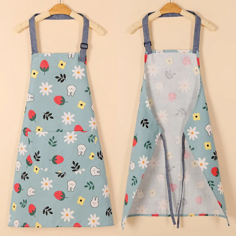 1PC Aprons Fashion Cotton Fabric Waterproof Thickened Dirt Resistant Kitchen Apron and Home Work Clothes Gardening Work Clothing