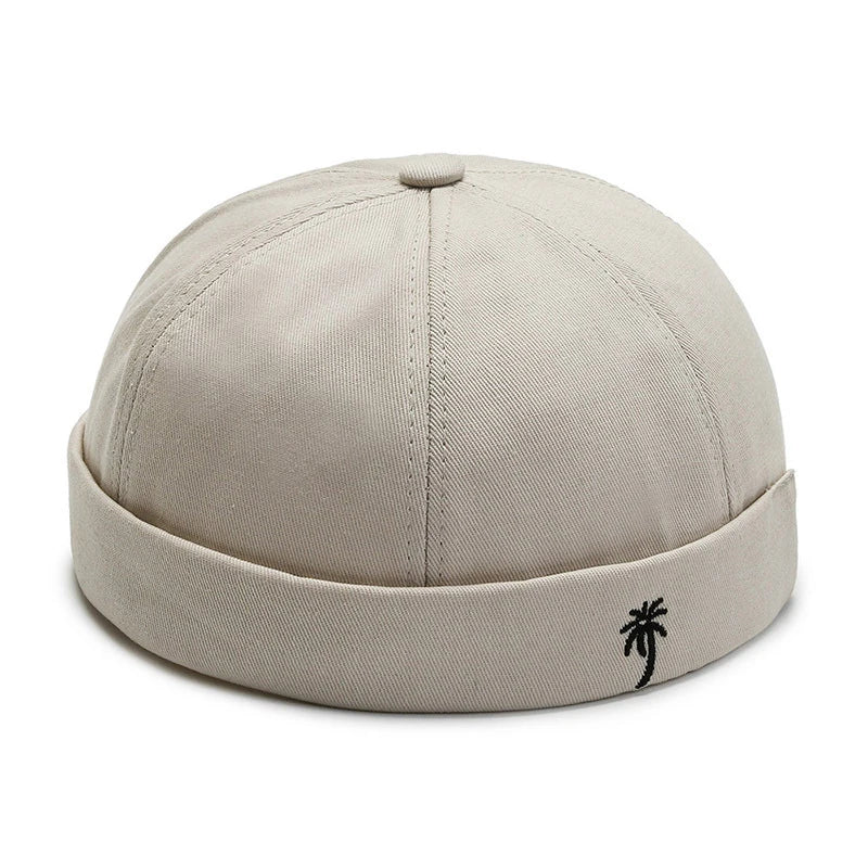 Vintage Palm Embroidery Beanie Hats Men's Docker Cap Spring Landlord Hat Unisex Hip Hop Brimless Hat Adjustable Bonnet Beanies