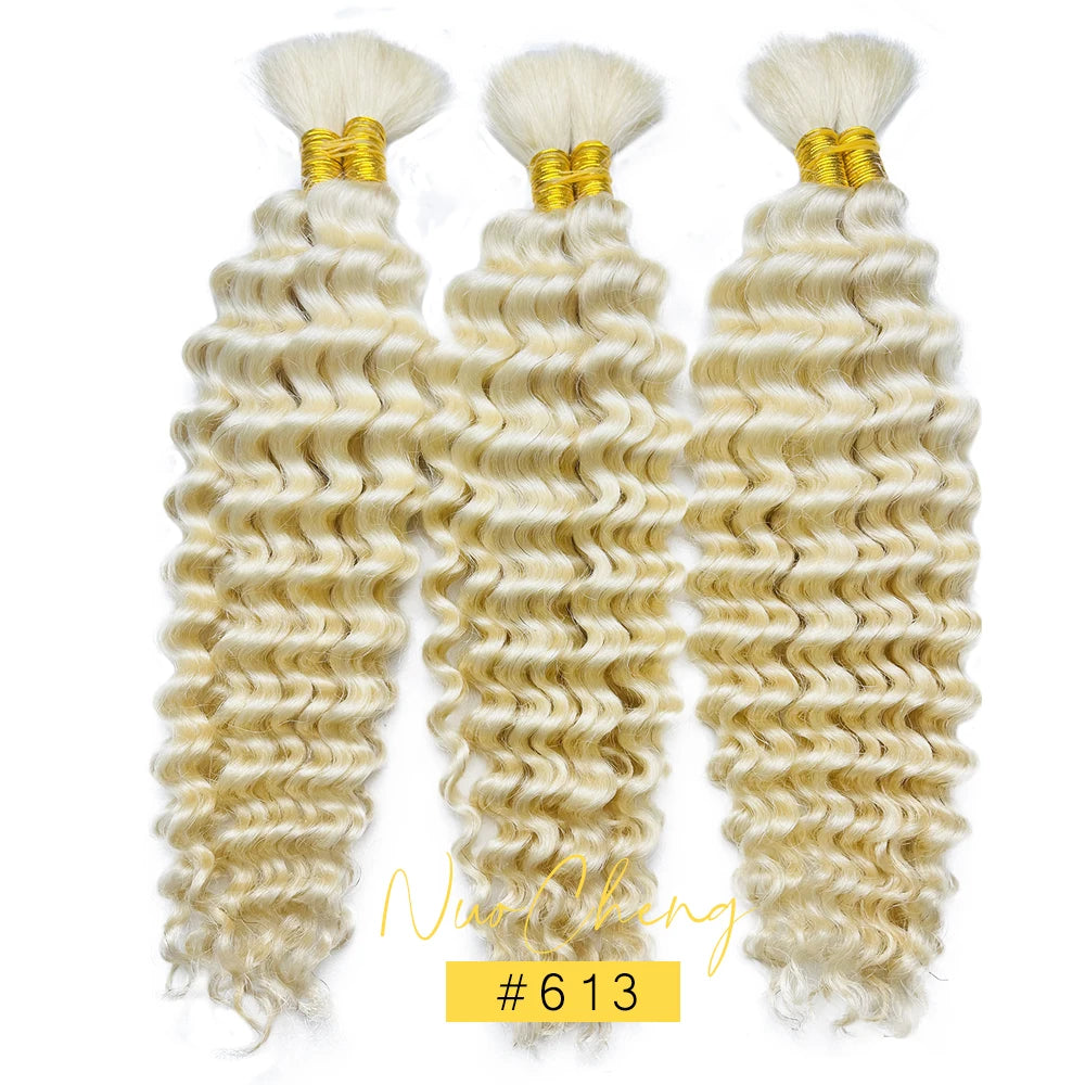 Deep Wave Bulk Human Hair for Braiding No Weft 100g (1 Pack-2 Bundles) Brazilian Virgin Human Hair Braiding Hair For BOHO Braids